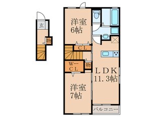 サンデリアーナ糒Aの物件間取画像